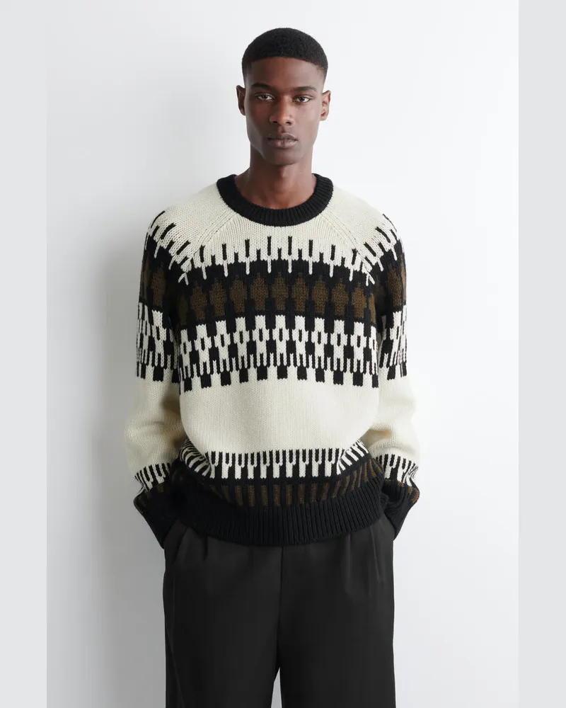 COS Pullover Aus Woll-Kaschmir-Mix Mit Fair-Isle-Motiv Weiß