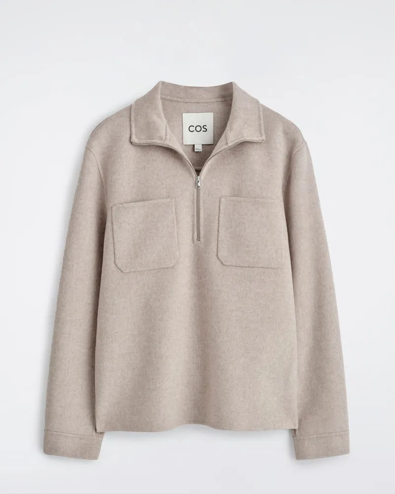 COS Hemdjacke Aus Doubleface-Wolle Mit Reissverschluss Beige