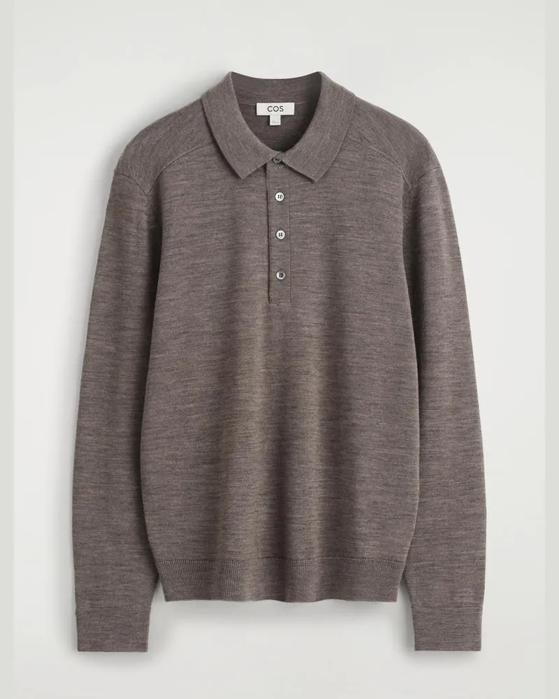 COS Gestricktes Poloshirt Aus Merinowolle Braun