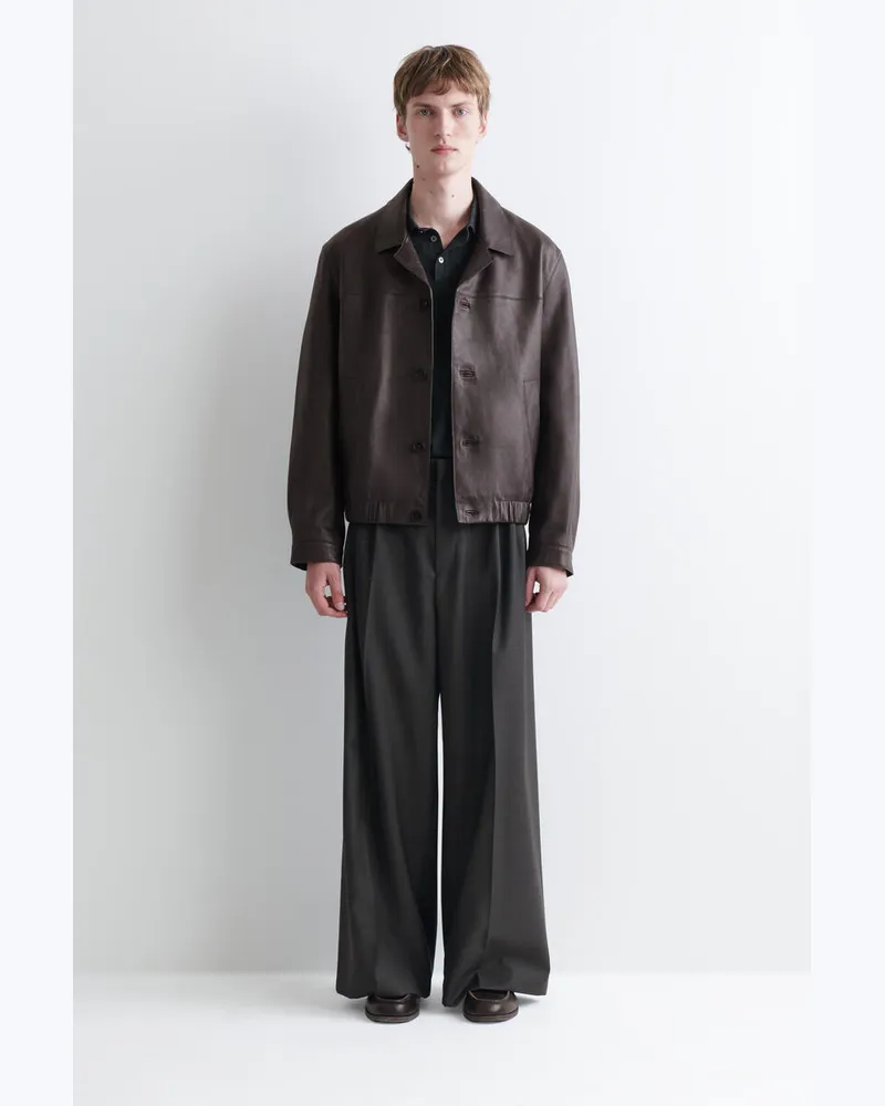 COS Leather Bomber Blazer Braun