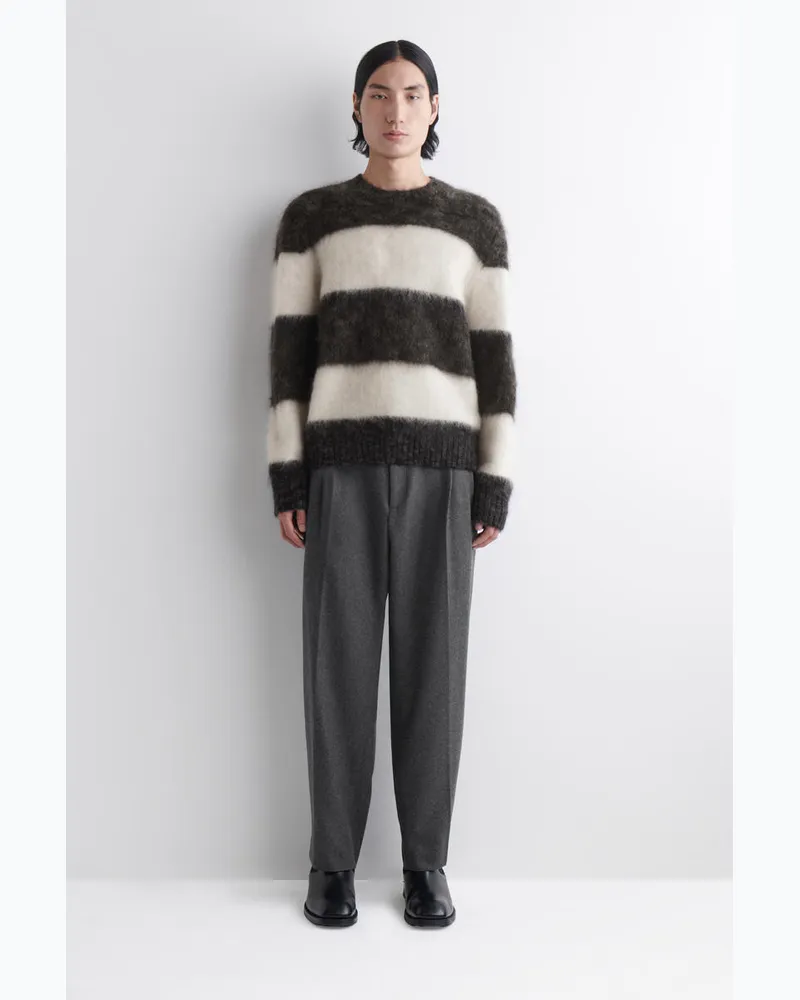 COS Pleated Wool Straight-Leg Trousers Grau