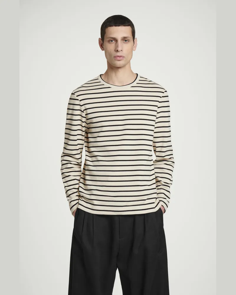 COS Geripptes Langarmshirt Mit Streifen Weiß