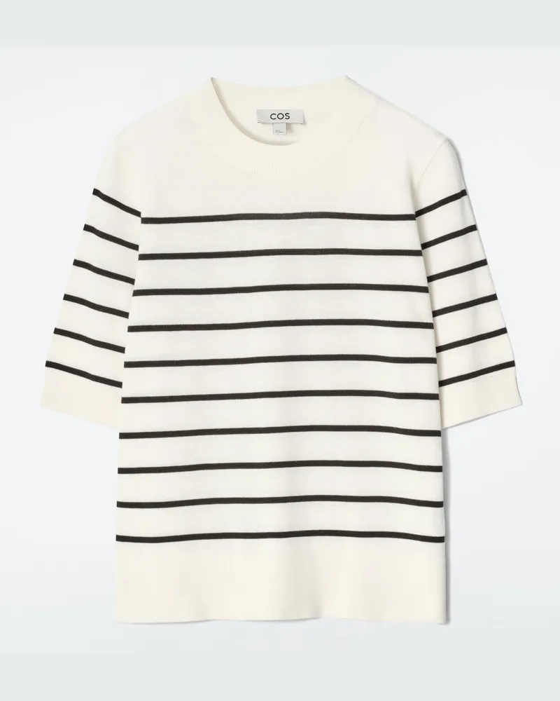 COS Gestricktes T-Shirt Mit Normaler Passform Weiß