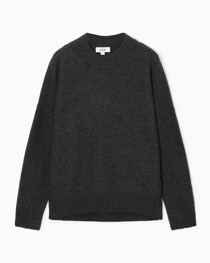 COS Oversized-Pullover Aus Gekochter Merinowolle Grau