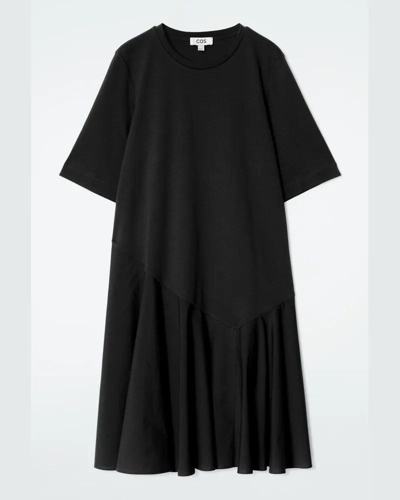 COS Asymmetrisches T-Shirt-Minikleid Schwarz