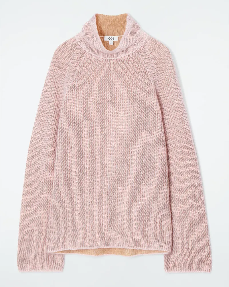 COS Zweifarbiger Rollkragenpullover Aus Mohair Rosa