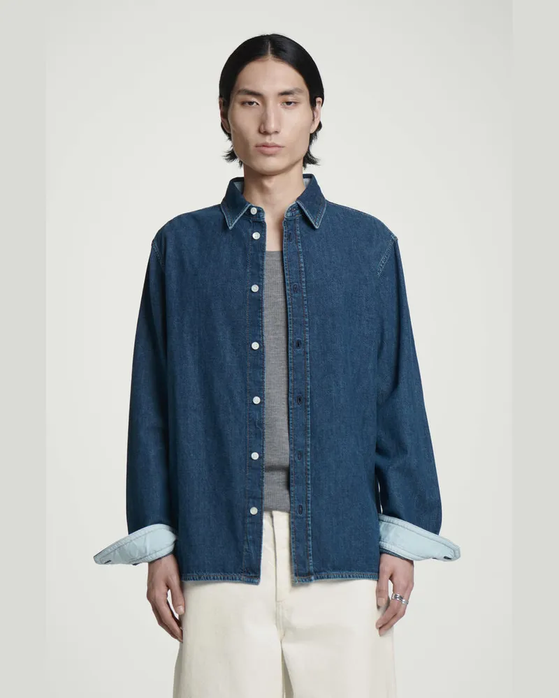 COS Lockere Hemdjacke Aus Denim Blau