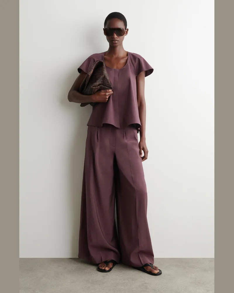 COS Hose Aus Modal Mit Weitem Bein Und Falten Rot