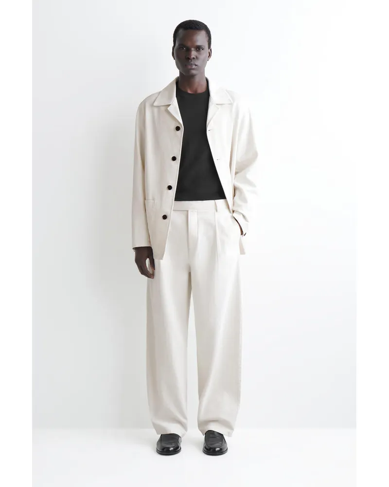 COS Lockere Hose Aus Denim Mit Barrel-Bein Und Gürtel Weiß