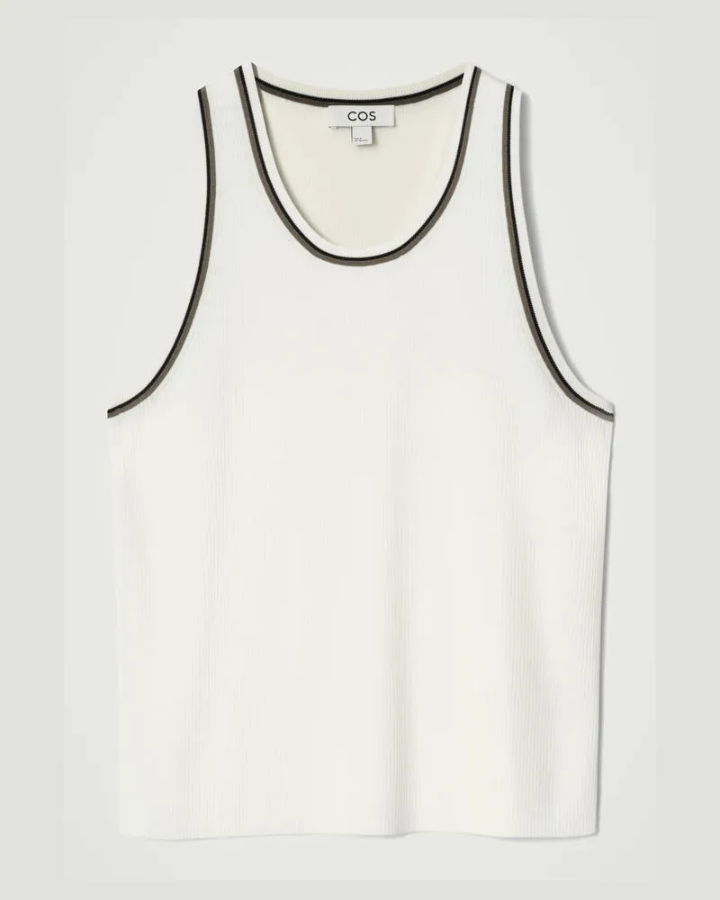 COS Geripptes Tanktop Mit Kontrastpartie Weiß