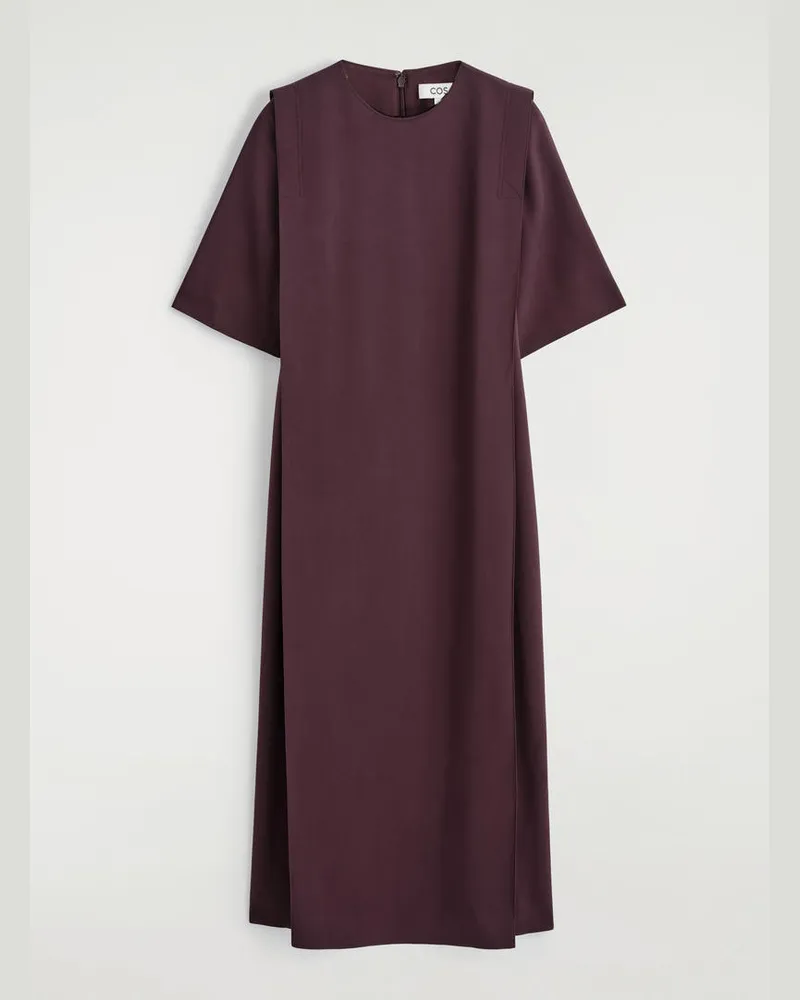 COS Layered Straight-Cut Midi Dress Rot