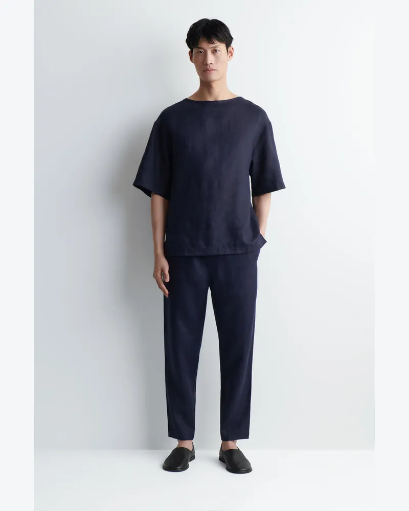 COS Schmal Zulaufende Leinenhose Mit Normaler Passform Blau