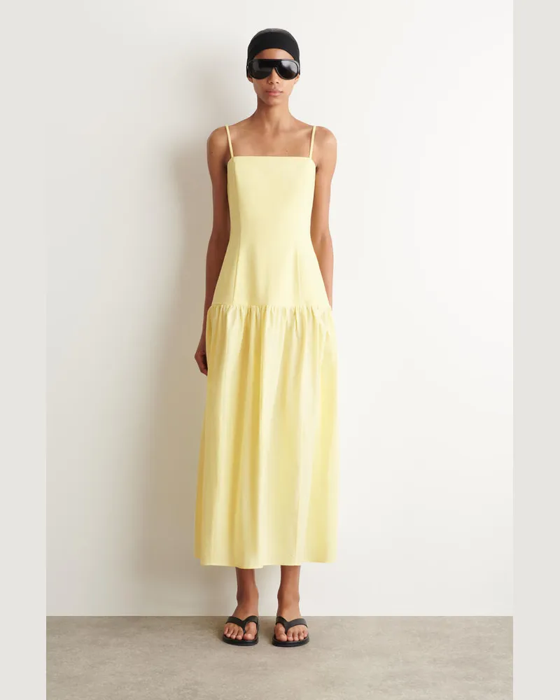 COS Skulpturales Midikleid Mit Niedriger Taille Gelb