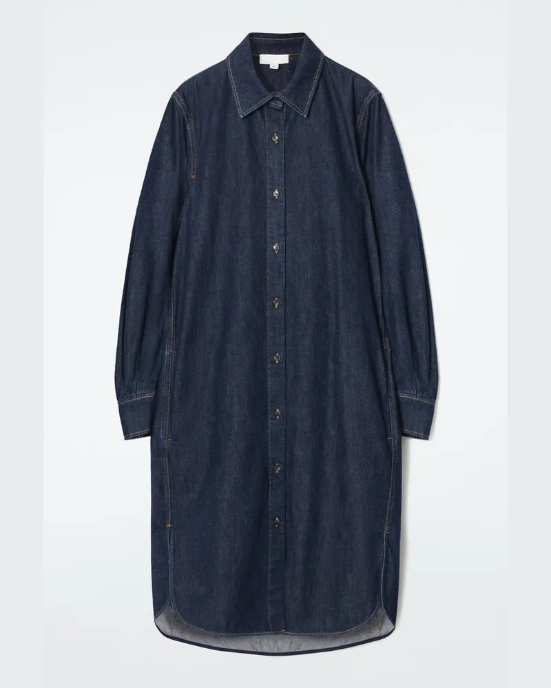 COS Midi-Hemdkleid Aus Denim Blau