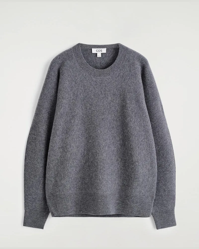 COS Abgerundeter Pullover Aus Doubleface-Wolle Grau