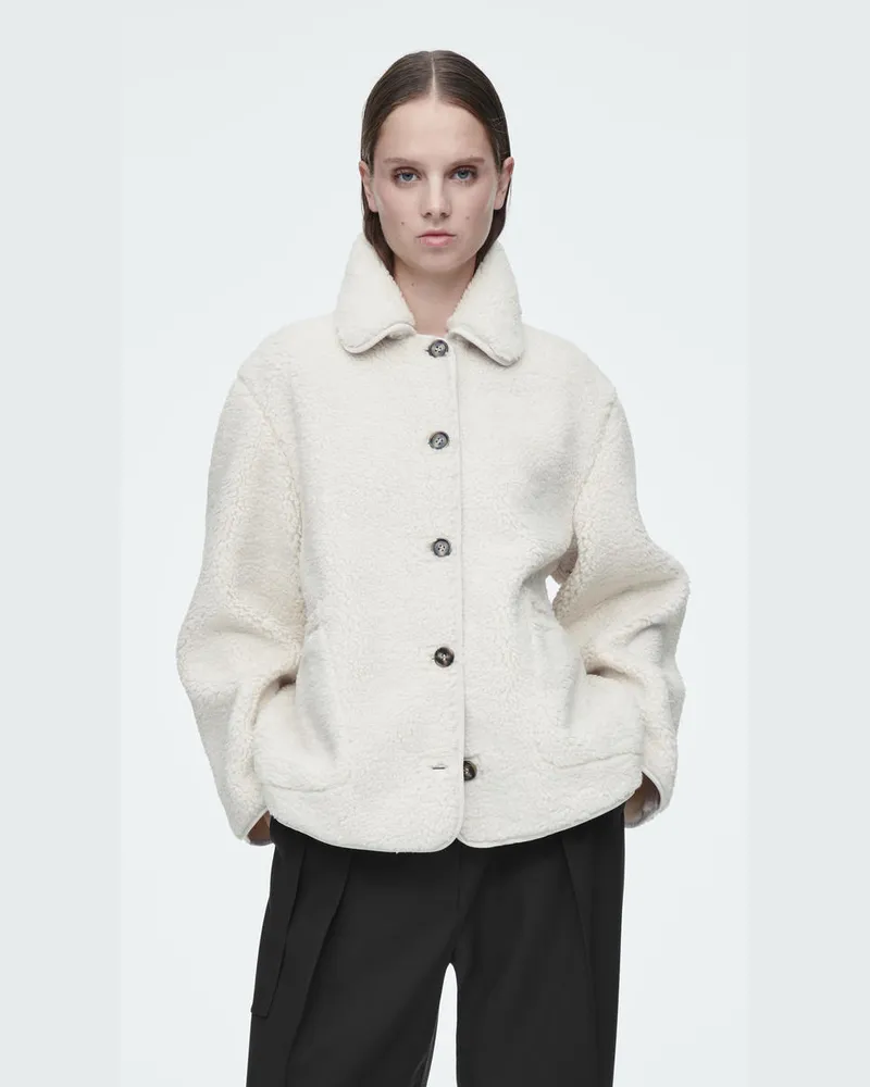 COS Teddyjacke Mit Kragen Weiß