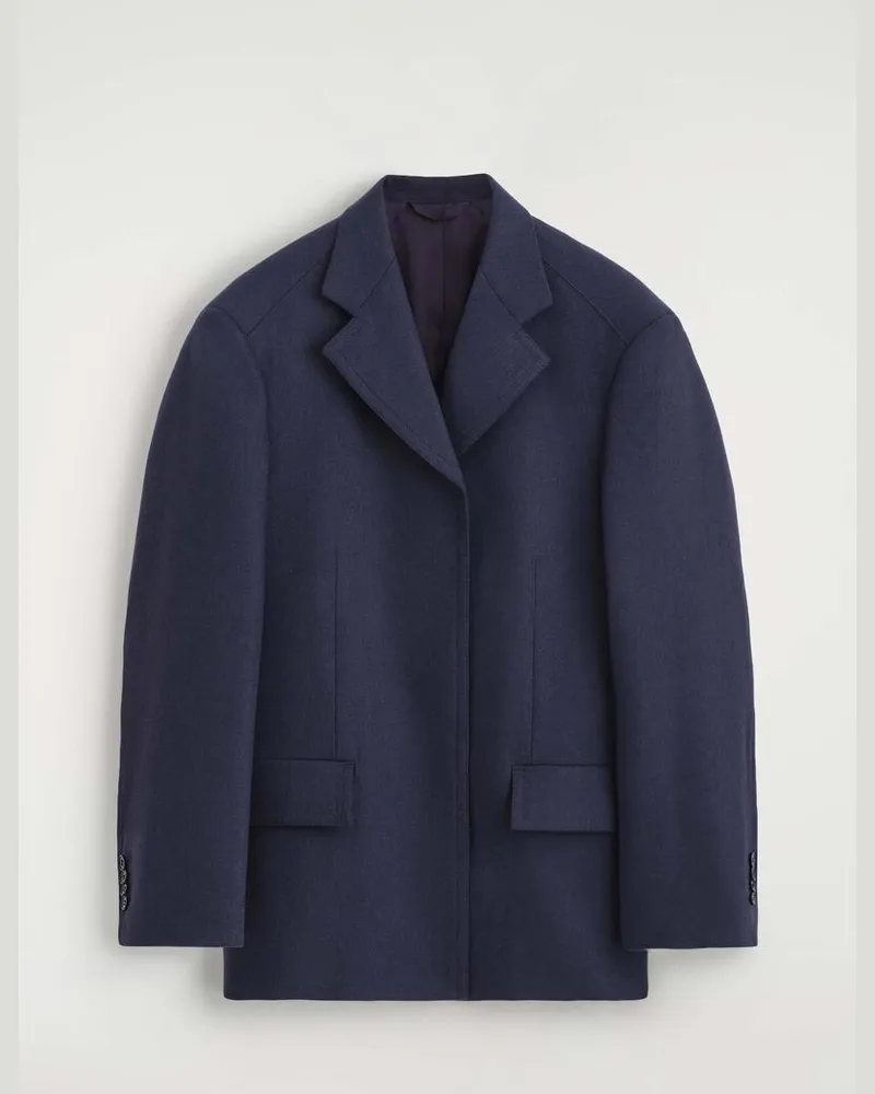 COS Strukturierter Blazer Aus Woll-Mix Blau