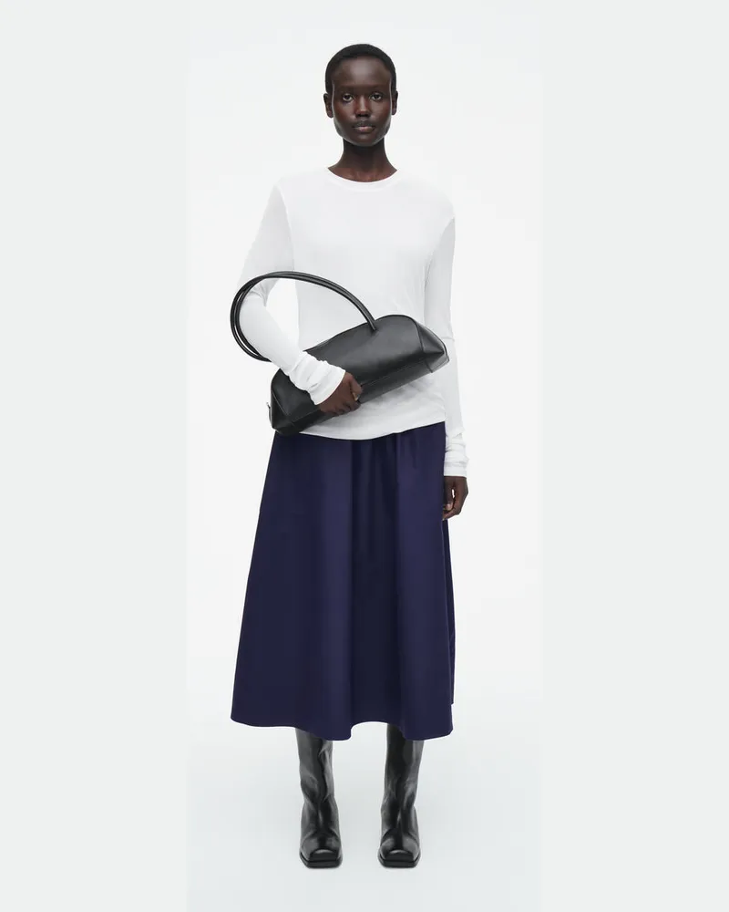 COS Midirock In A-Linie Mit Raffungen Blau