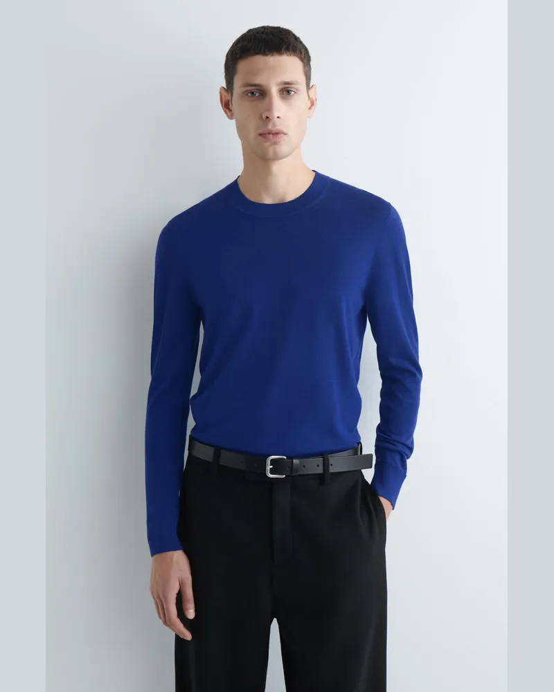COS Schmaler Merinowollpullover Mit Rundhalsausschnitt Blau