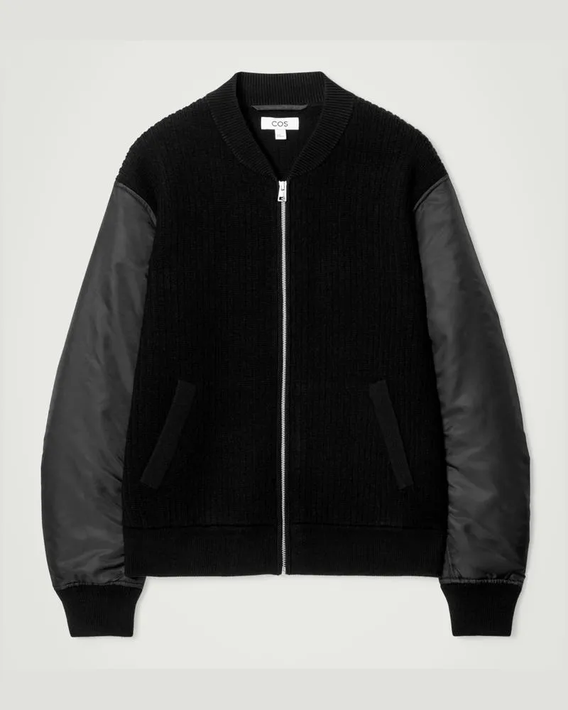 COS Bomberjacke Aus Merinowolle Und Nylon Schwarz