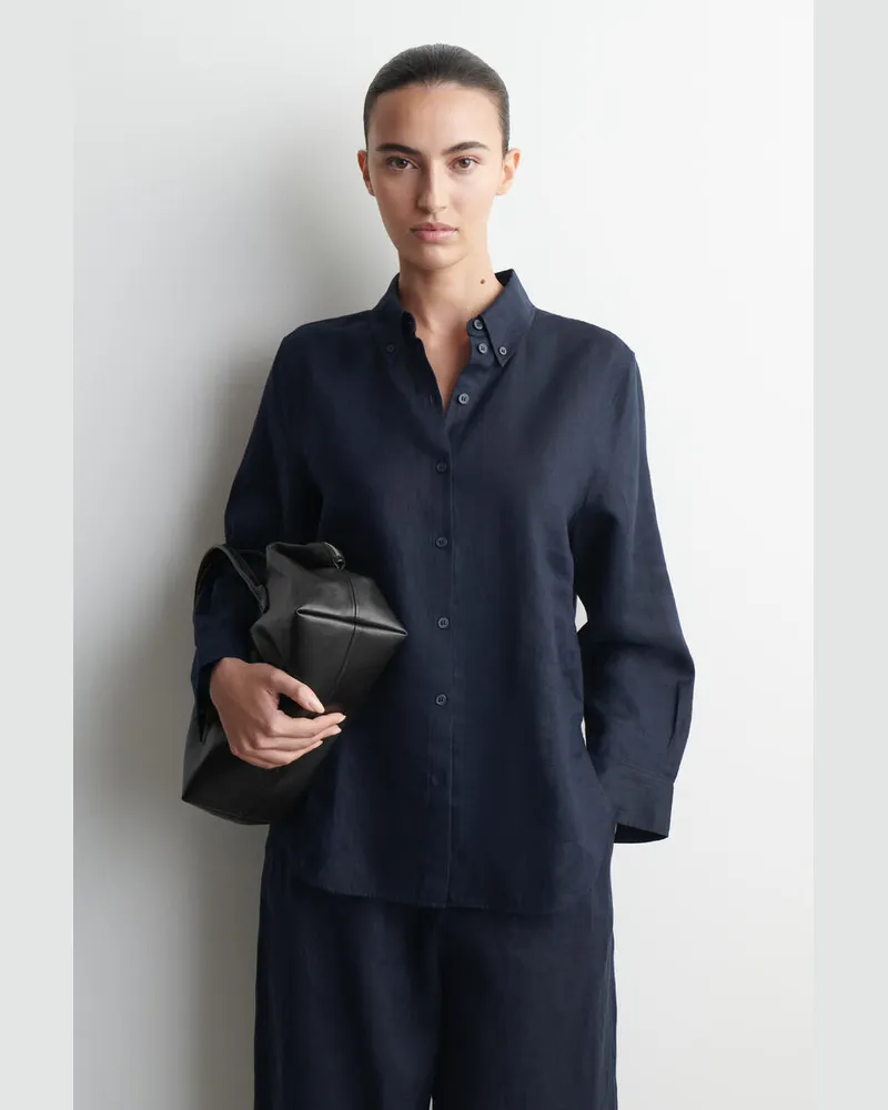 COS Hemd Mit Button-Down-Kragen Blau