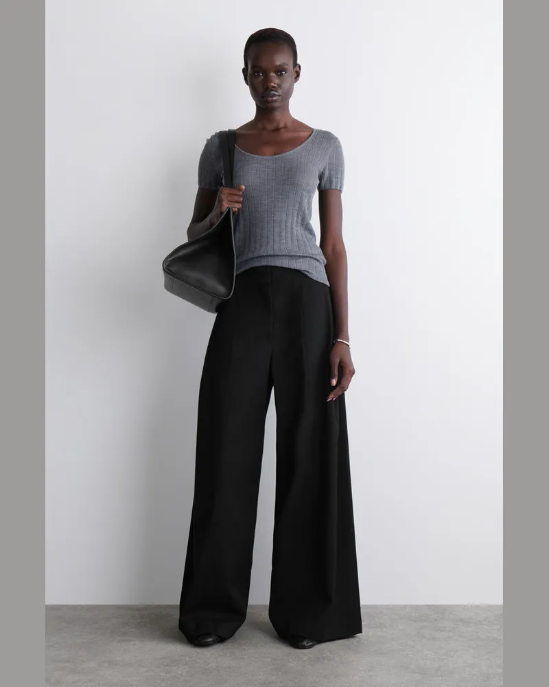 COS Lockere Hose Aus Woll-Mix Mit Weitem Bein Schwarz