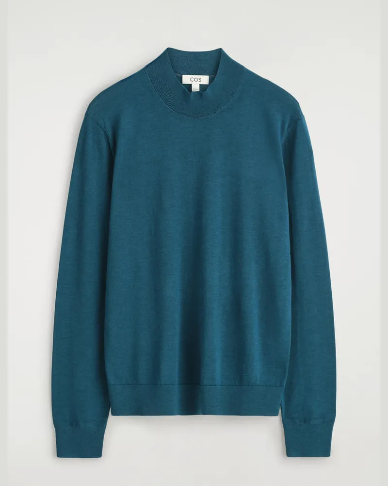 COS Schmaler Pullover Aus Merinowolle Mit Stehkragen Türkis