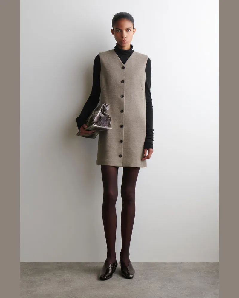 COS Minikleid Aus Merinowolle Mit Knöpfen Beige