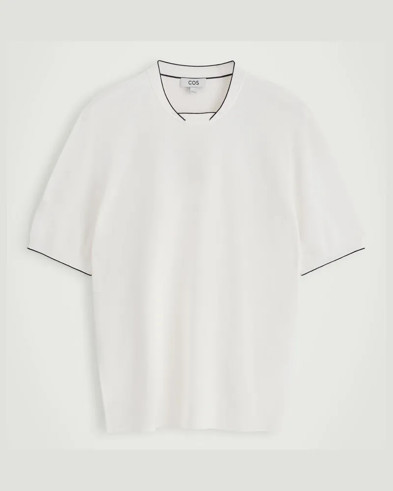 COS Strick-T-Shirt Mit Kontrastierenden Einfassungen Weiß
