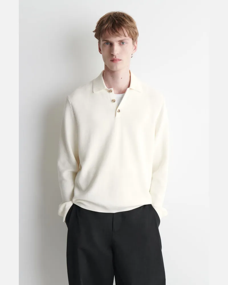 COS Poloshirt Mit Wabenstruktur Weiß