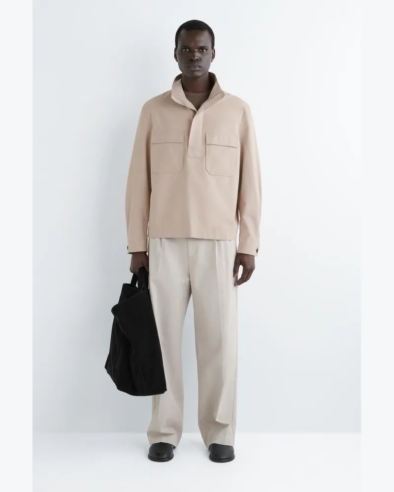 COS Hemdjacke Aus Baumwoll-Twill Mit Reissverschluss Beige