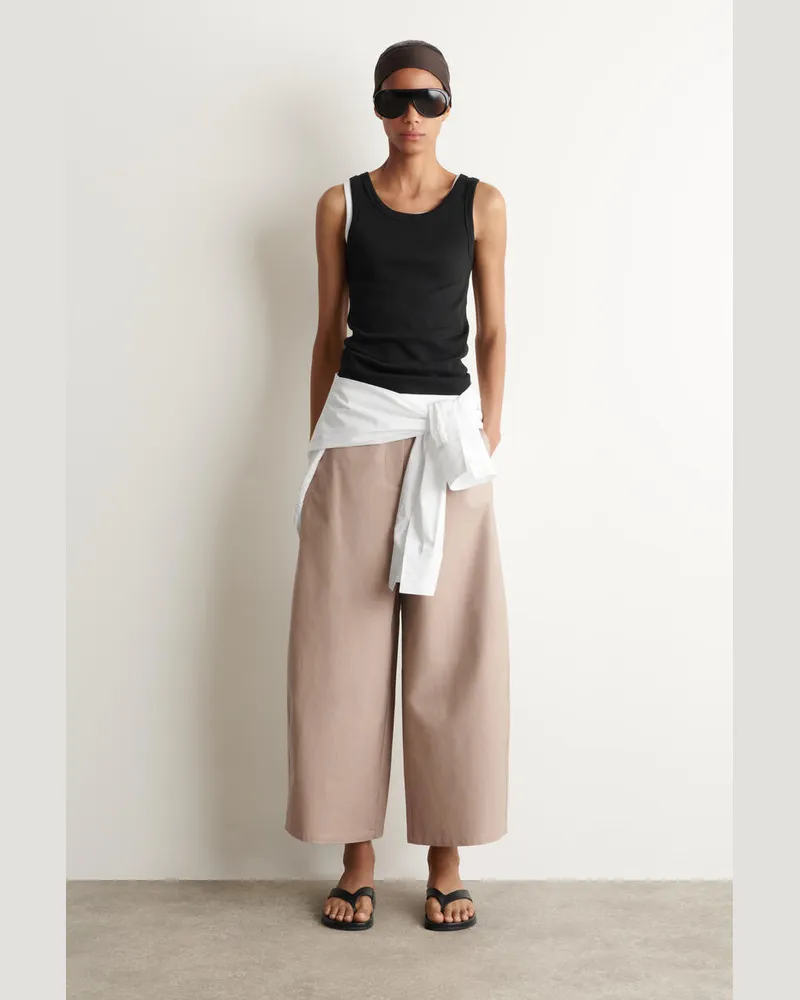 COS Verkürzte Baumwollhose Mit Barrel-Bein Beige