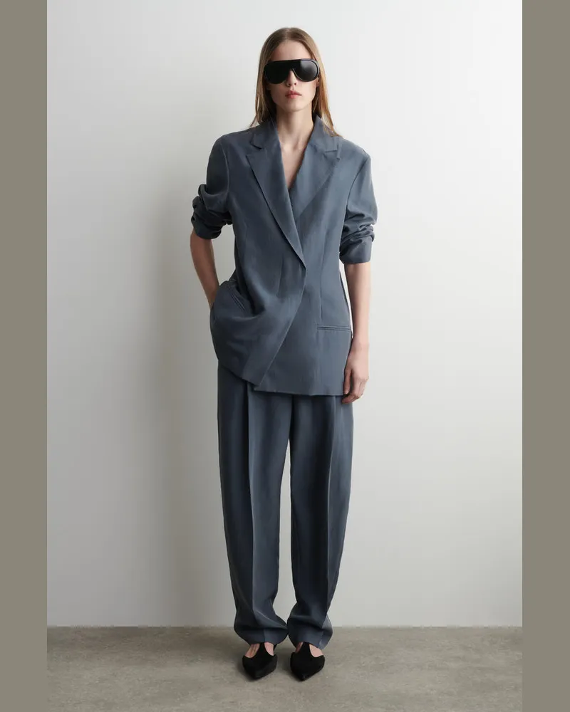 COS Blazer Aus Seide In Knitteroptik Blau