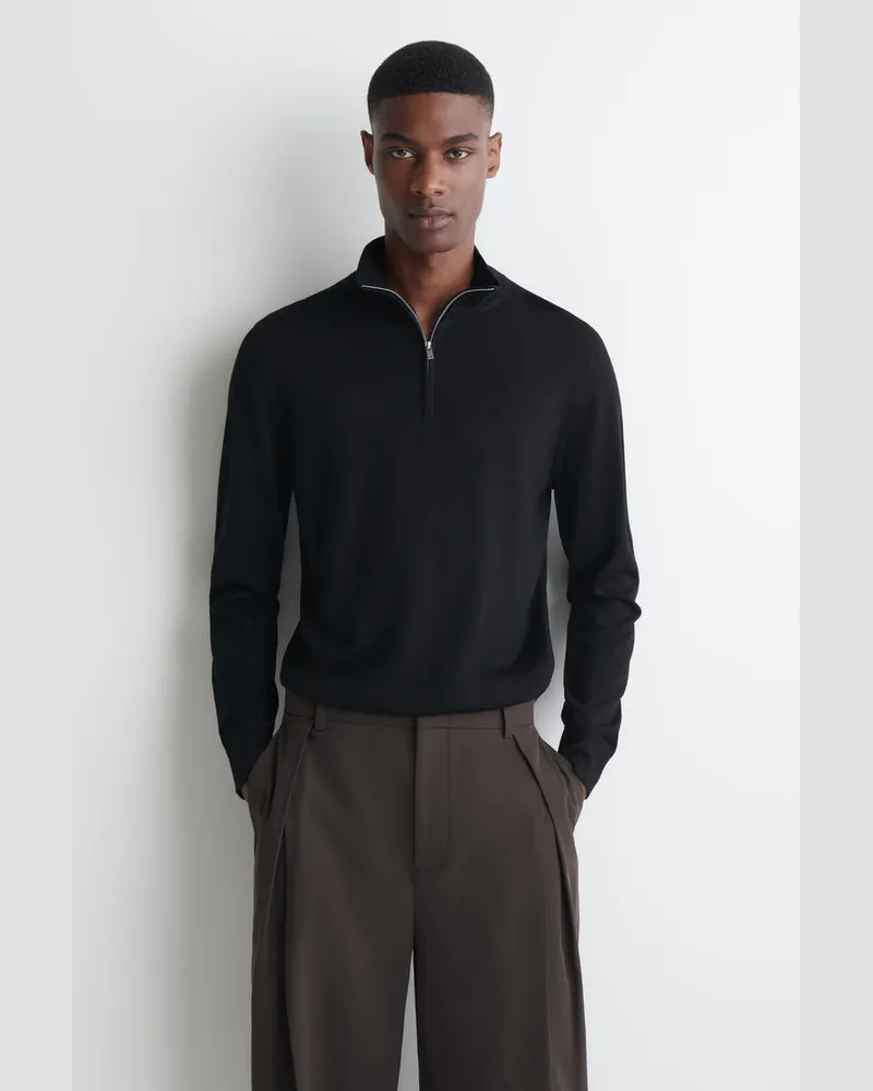 COS Pullover Aus Merinowolle Mit Reissverschluss Schwarz