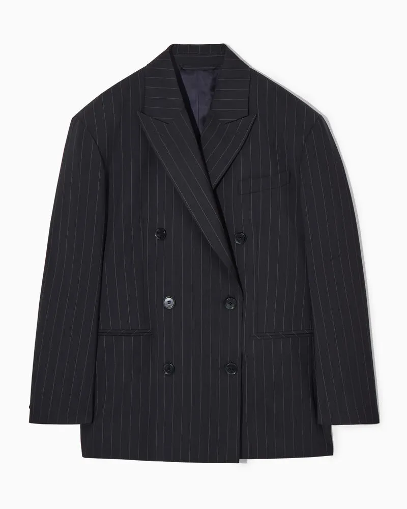 COS Oversized-Wollblazer Mit Nadelstreifen Blau