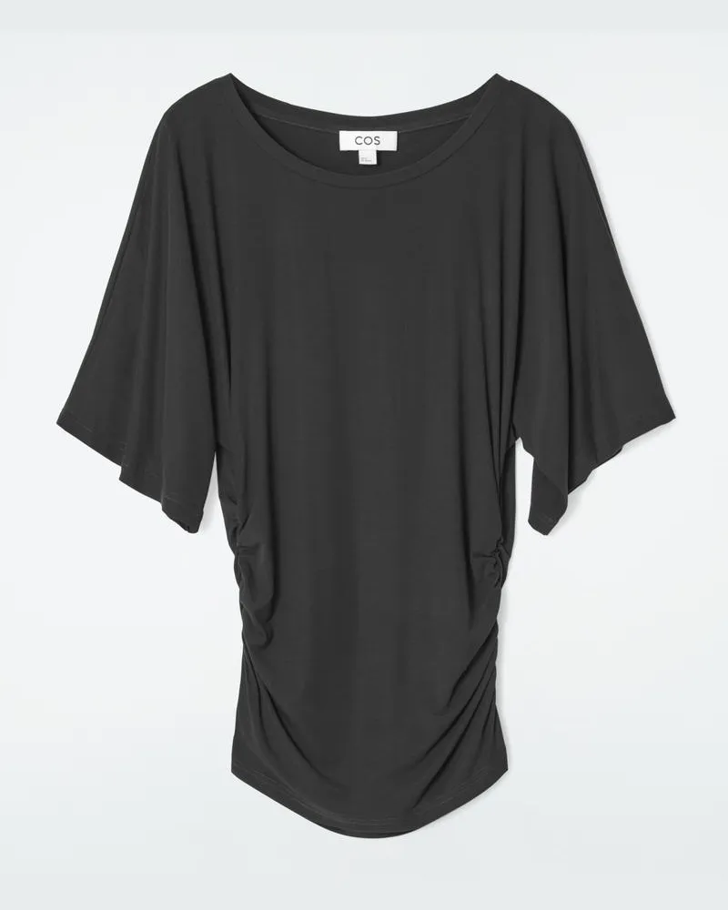 COS T-Shirt Aus Jersey Mit Raffungen Schwarz