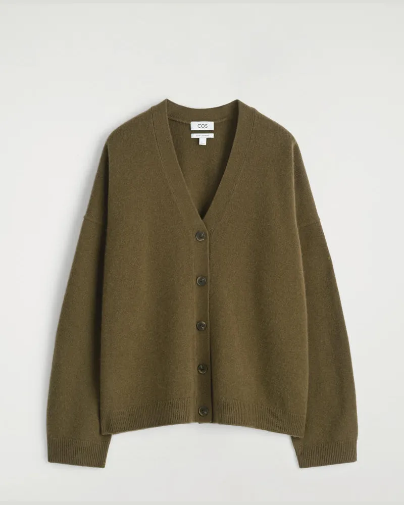 COS Strickjacke Aus Kaschmir Mit V-Ausschnitt Grün