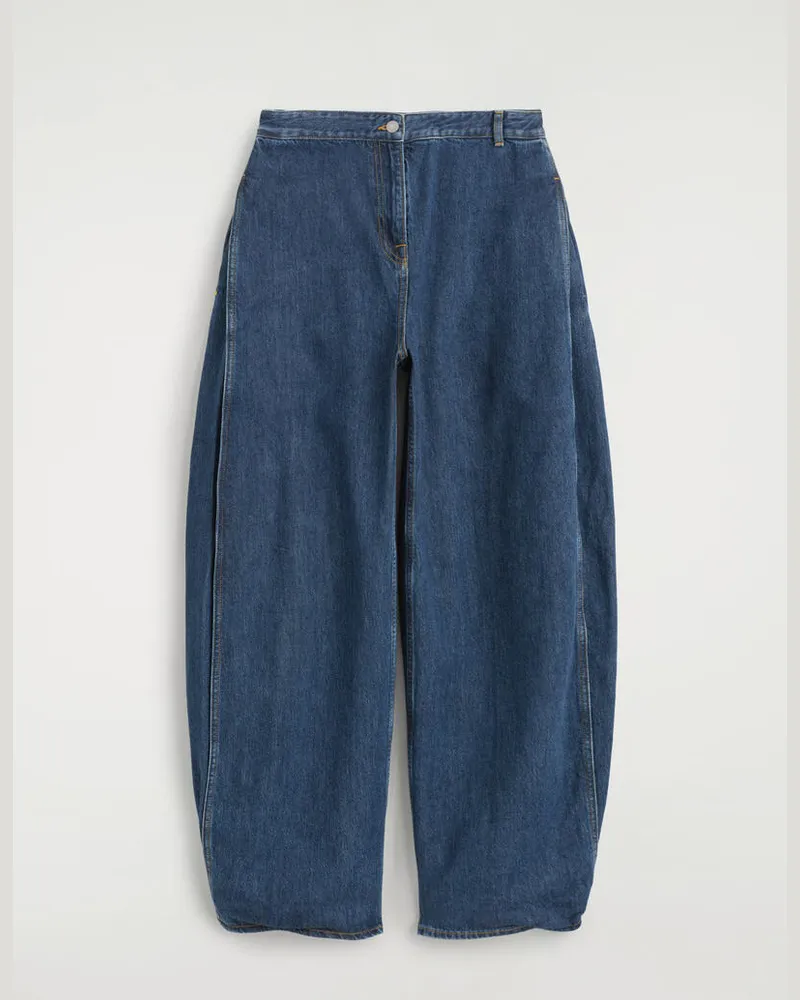 COS Hose Aus Denim Mit Barrel-Bein Und Falten Blau