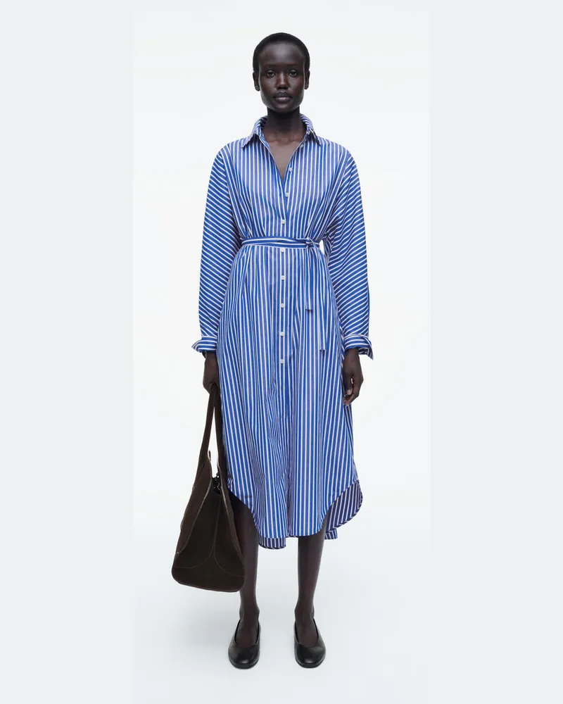 COS Lockeres Hemdkleid Aus Baumwolle Blau