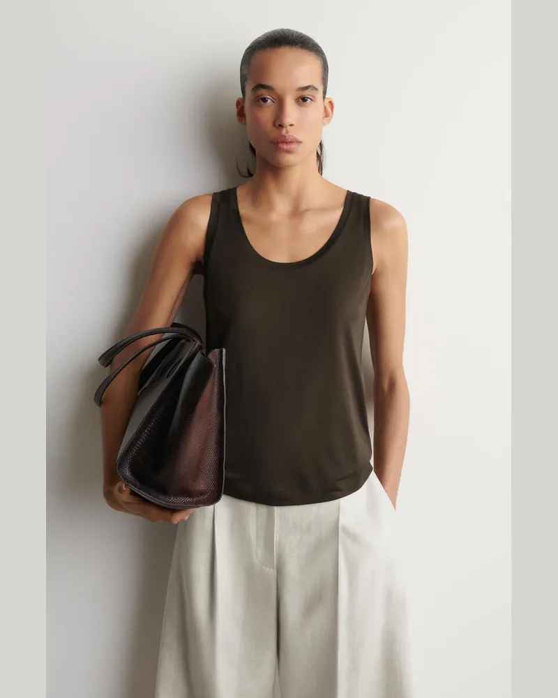 COS Tanktop Aus Seiden-Jersey Mit Tiefem Ausschnitt Braun