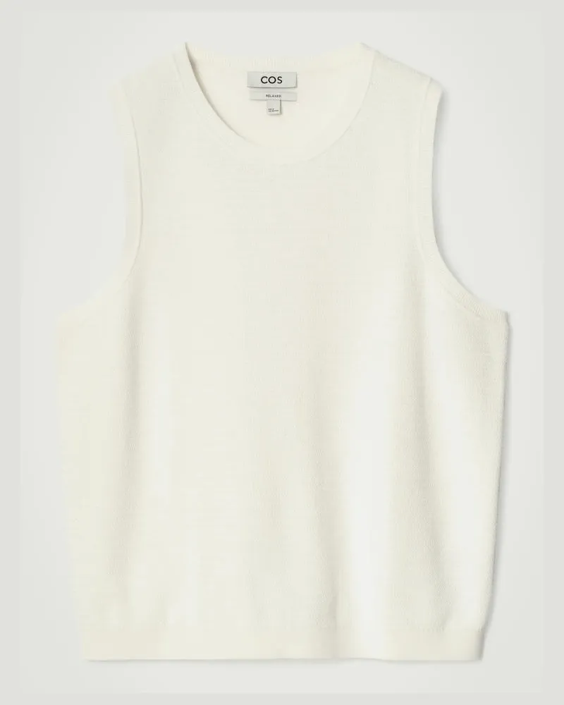 COS Strukturiertes Tanktop Aus Baumwolle Weiß