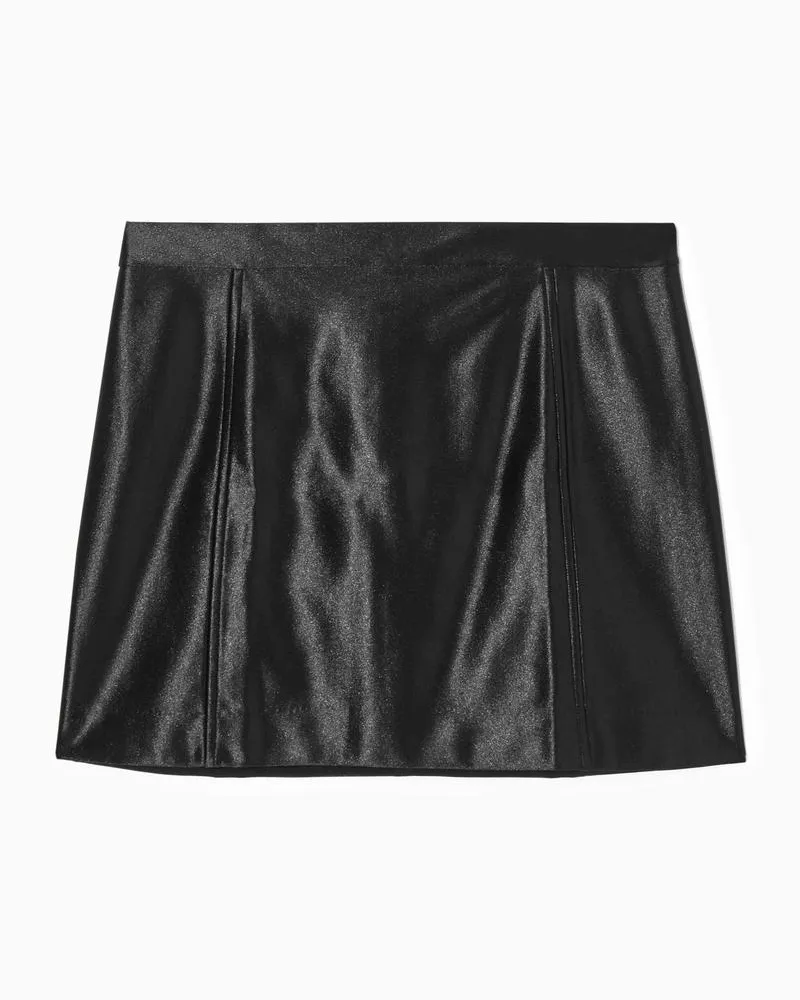 COS Minirock Aus Glänzendem Satin Schwarz