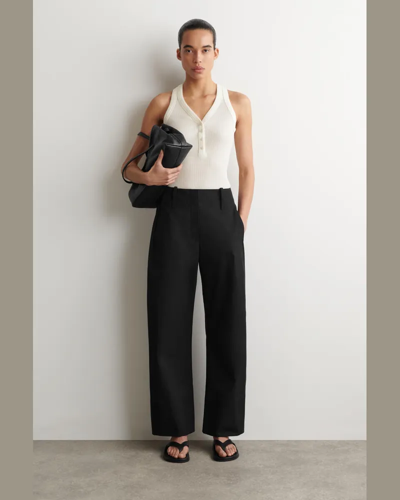 COS Pima-Baumwollhose Mit Barrel-Bein Schwarz