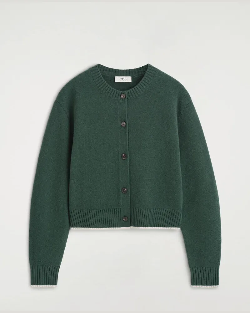 COS Strickjacke Aus Merinowolle Grün