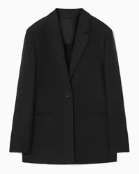 COS Langer Blazer Aus Leinen-Mix Schwarz