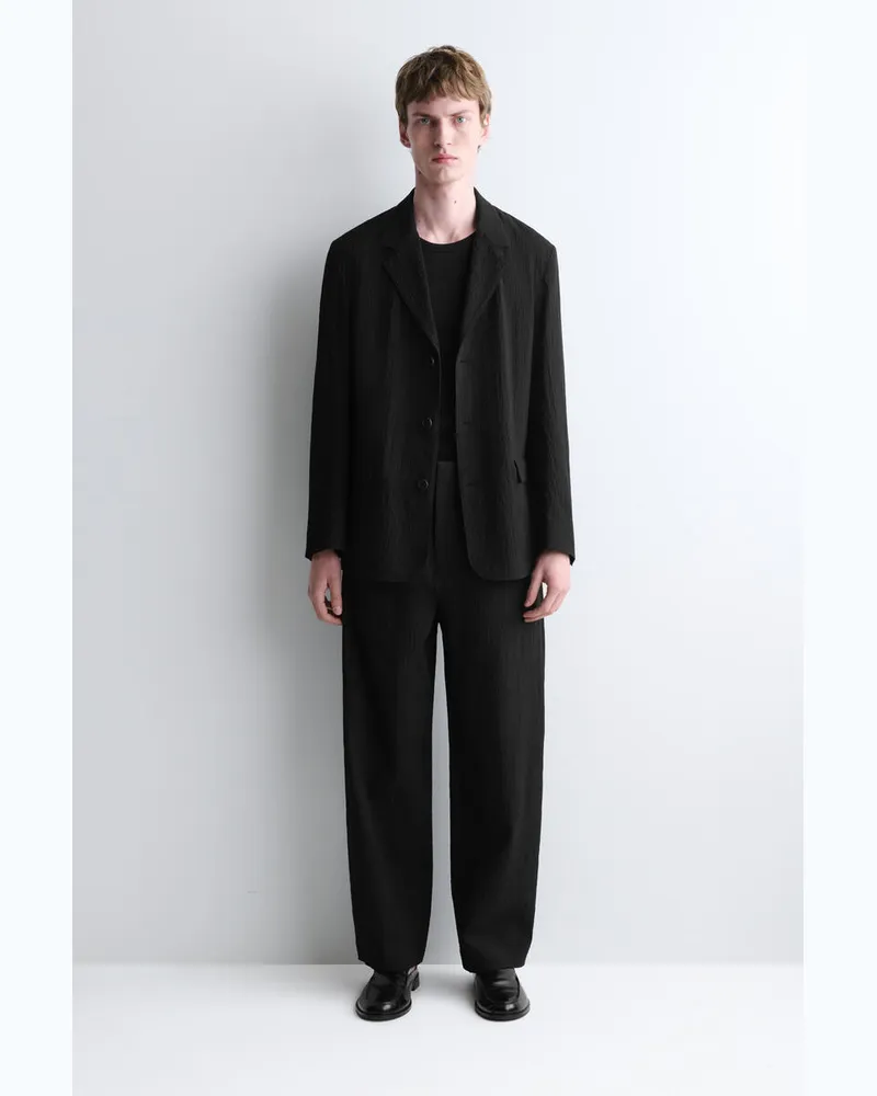 COS Lockere Hose Aus Seersucker Mit Geradem Bein Schwarz