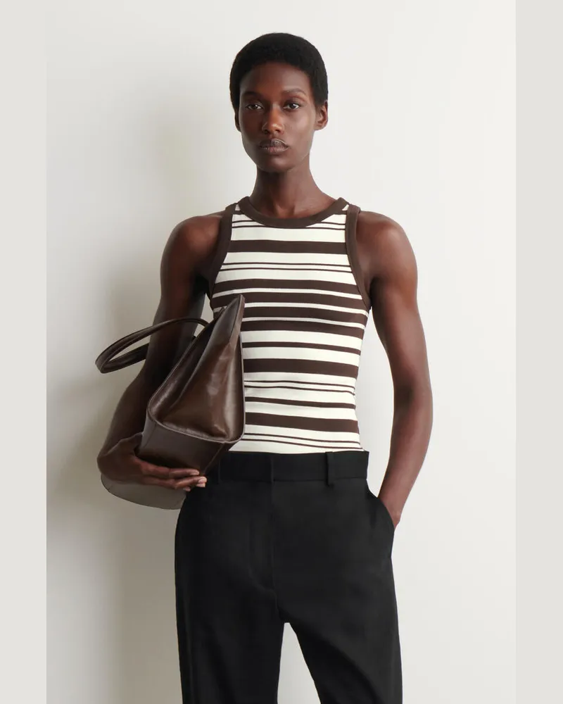 COS Geripptes Tanktop Aus Baumwolle Braun