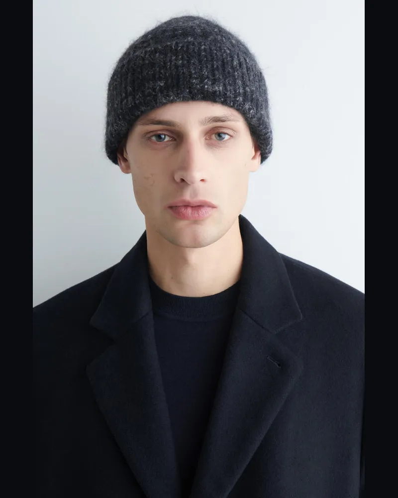 COS Gestreifte Beanie Aus Gebürstetem Woll-Mix Blau