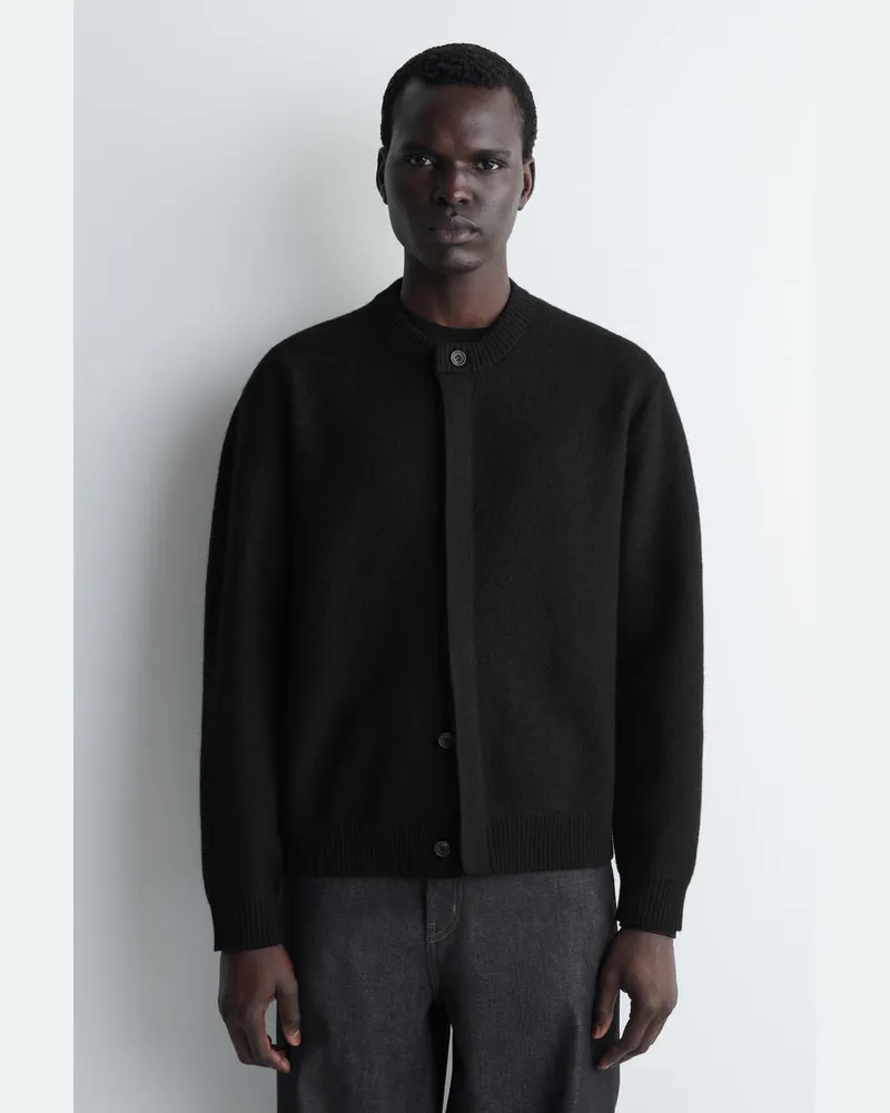 COS Strickjacke Aus Kochwolle Mit Rundhalsausschnitt Schwarz