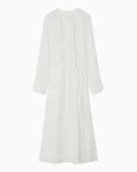 COS Kragenloses Maxi-Hemdblusenkleid Weiss